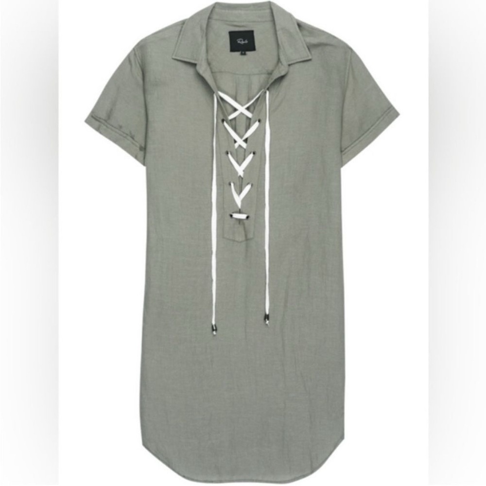 Rails Linen Blend Tunic Dress Sage Green